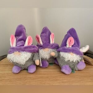 Little Gnome Plushes with Bunny Ears, Set of 3, 7 1/2 inches, NWT